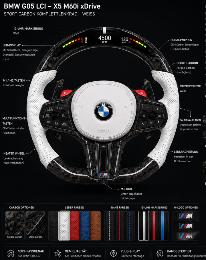 BMW G-Series Forged Carbon/Leather LED Steering Wheel