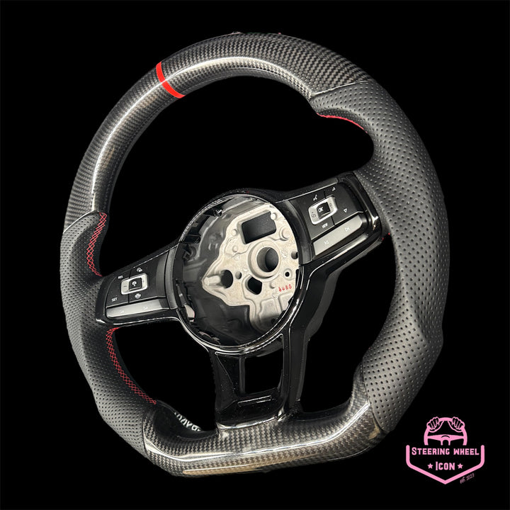 VW MK7/7.5 Perforiertes Leder/Carbon Sportlenkrad mit MuFu (Rot)