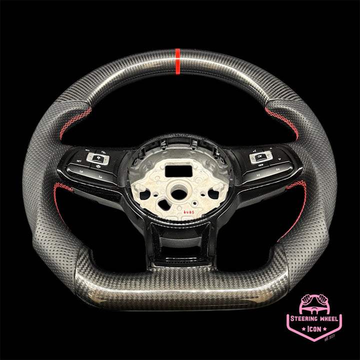 VW MK7/7.5 Perforiertes Leder/Carbon Sportlenkrad mit MuFu (Rot)