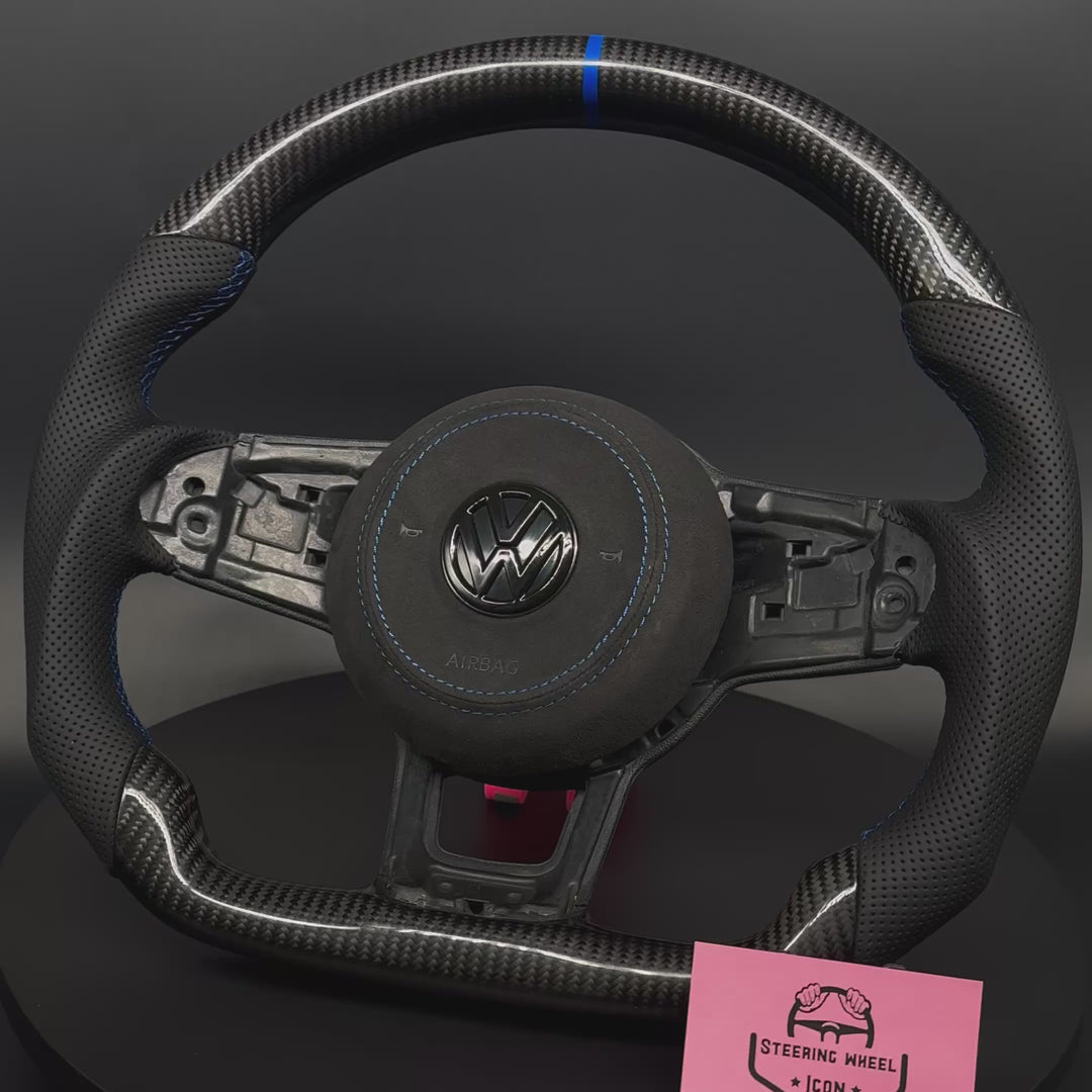 VW MK7/7.5 Perforiertes Leder/Carbon Sportlenkrad (Blau)